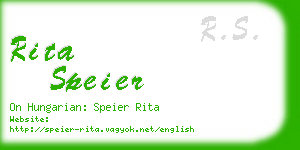 rita speier business card